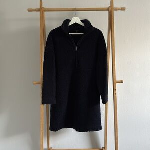 COS Navy Teddy Longline Pullover Sweater Tunic